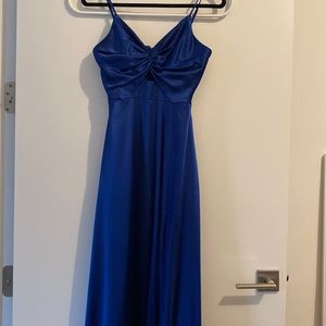 Aidan by Aidan Mattox Twisted A-Line Satin Gown Blue Size 0